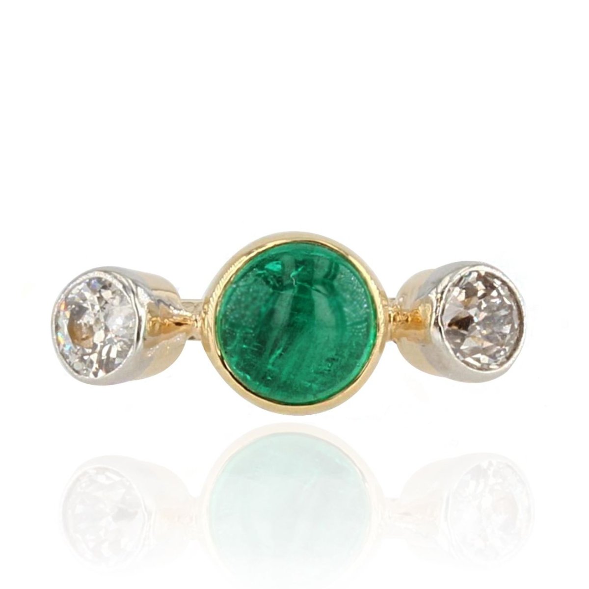 Bague émeraude cabochon et diamants - Castafiore
