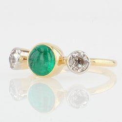 Bague émeraude cabochon et diamants - Castafiore