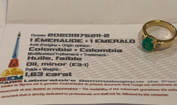 Bague Emeraude Colombie 1.63 Carats Diamants Or Jaune 18 Carats (Certificat) - Castafiore