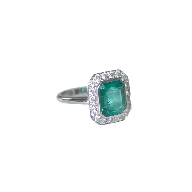 Bague Émeraude Colombienne 2.00 Cts et Diamants - Castafiore