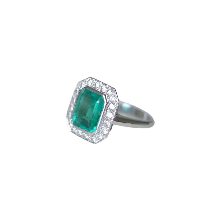 Bague Émeraude Colombienne 2.00 Cts et Diamants - Castafiore