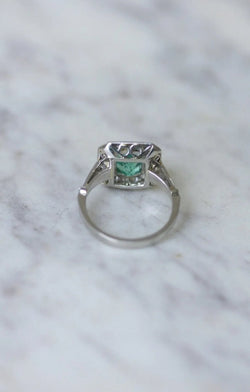 Bague Émeraude Colombienne 2.00 Cts et Diamants Style Art Déco - Castafiore