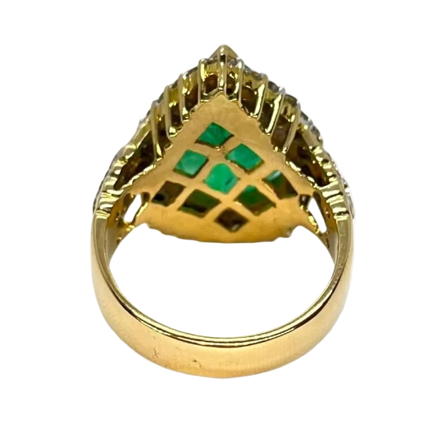 Bague ÉMERAUDE de Colombie en or jaune et diamants - Castafiore