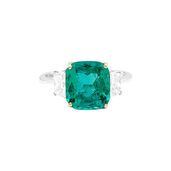 Bague émeraude, deux ors, diamants. - Castafiore
