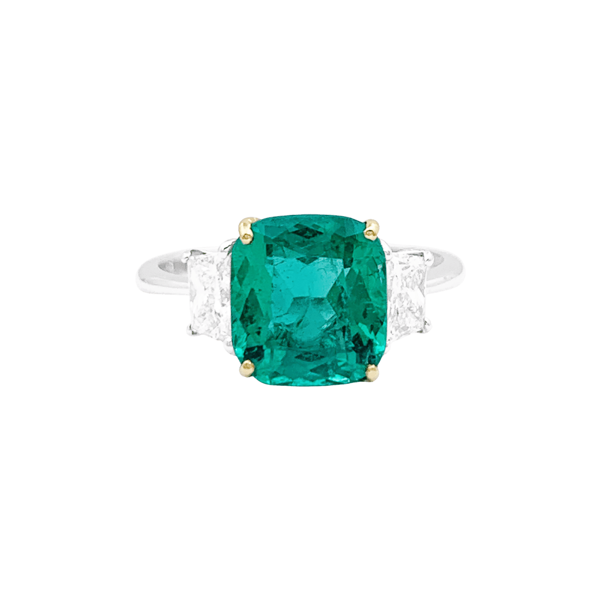 Bague émeraude, deux ors, diamants. - Castafiore