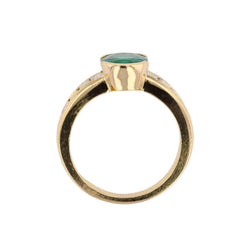 Bague émeraude diamants baguette en or jaune - Castafiore