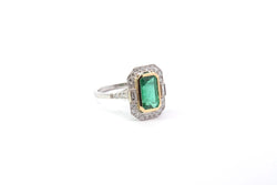 Bague émeraude diamants en platine - Castafiore