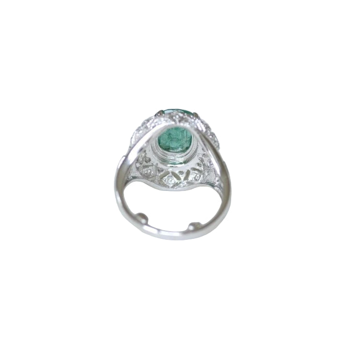 Bague EMERAUDE Dôme en or blanc et diamants - Castafiore