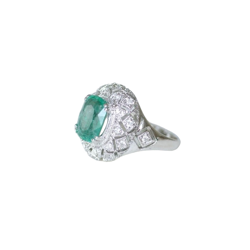 Bague EMERAUDE Dôme en or blanc et diamants - Castafiore