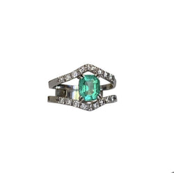 Bague Émeraude en or blanc et diamants - Castafiore