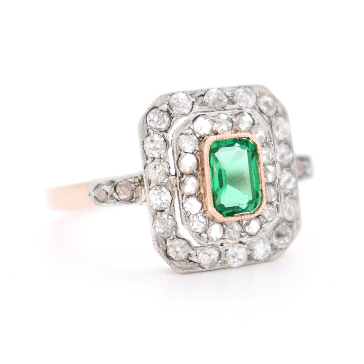 Bague Émeraude et Diamants - Belle Époque - Castafiore