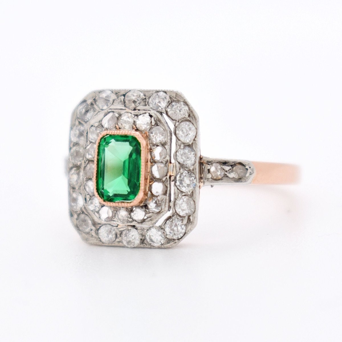 Bague Émeraude et Diamants - Belle Époque - Castafiore