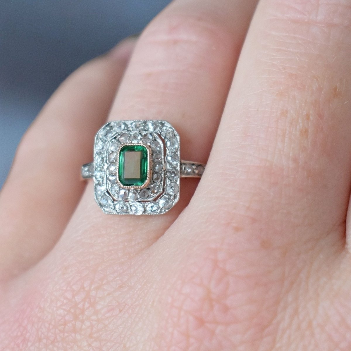 Bague Émeraude et Diamants - Belle Époque - Castafiore