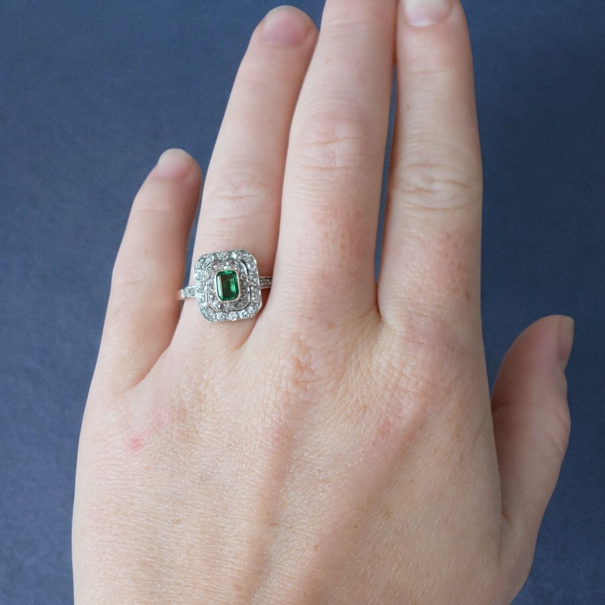 Bague Émeraude et Diamants - Belle Époque - Castafiore