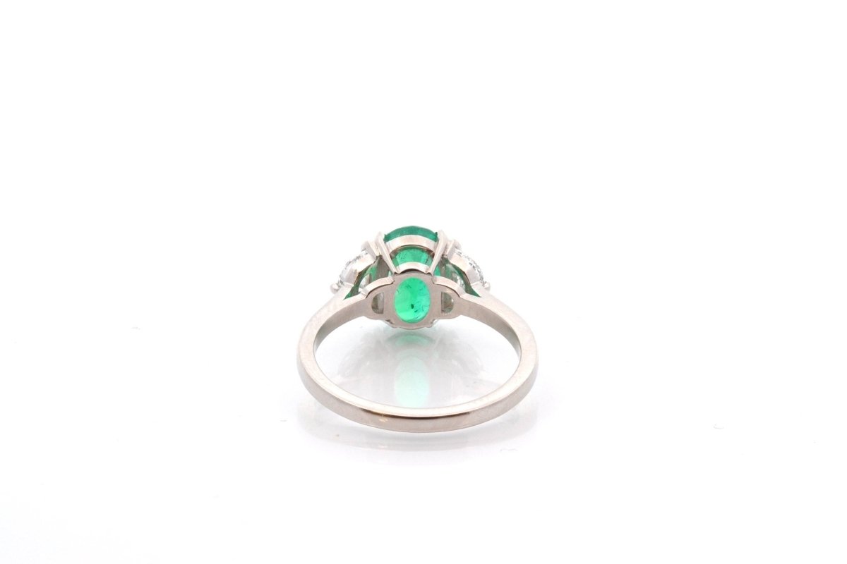 Bague Émeraude et diamants en platine - Castafiore