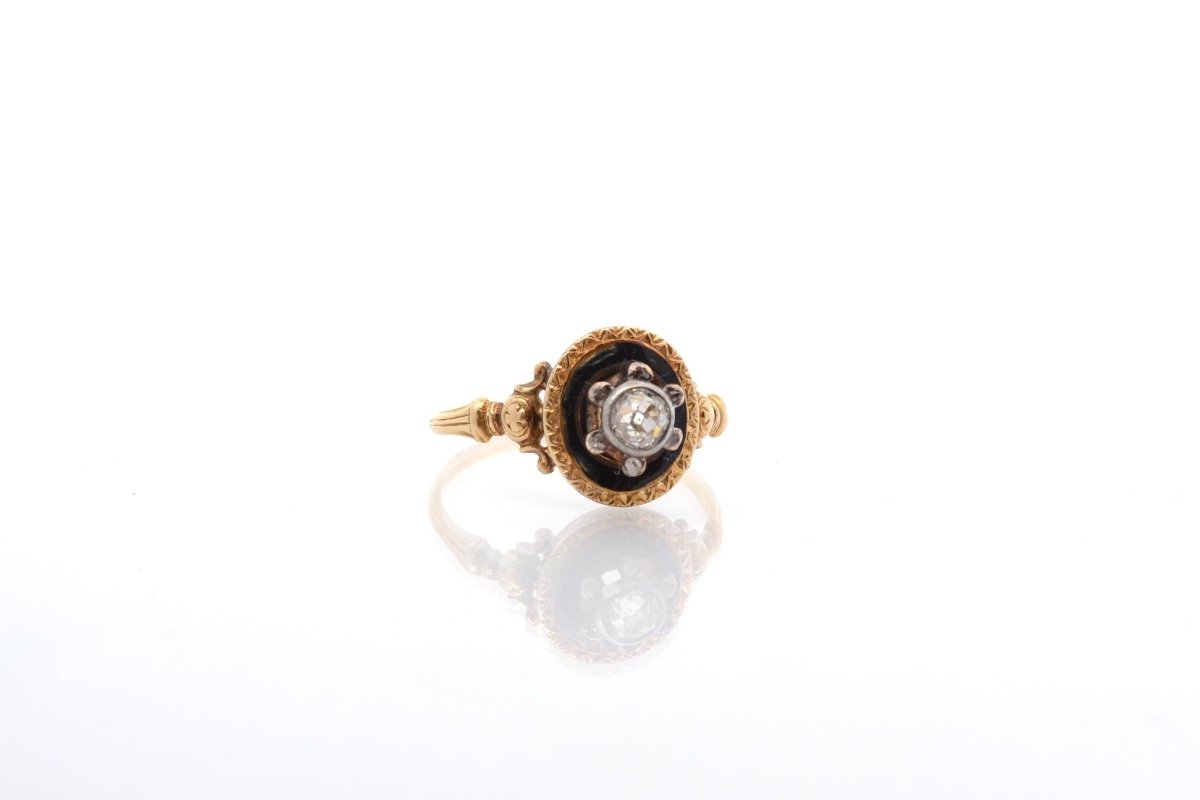 Bague en émail, or jaune et diamant - Castafiore