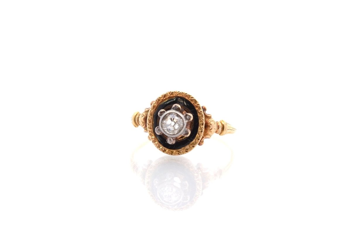 Bague en émail, or jaune et diamant - Castafiore