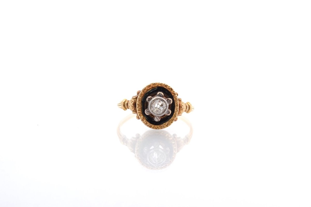 Bague en émail, or jaune et diamant - Castafiore