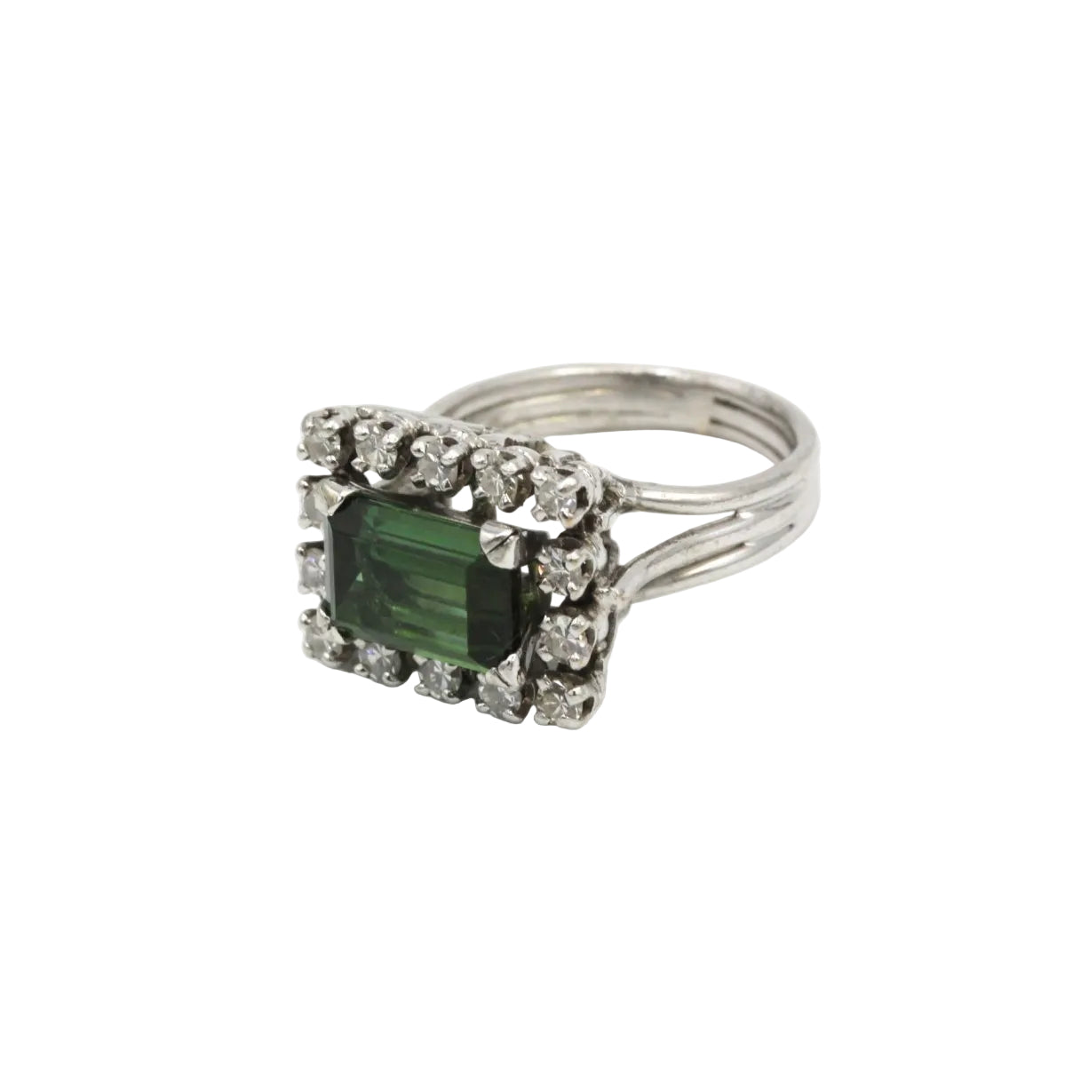 Bague en o blanc, diamants et tourmaline - Castafiore