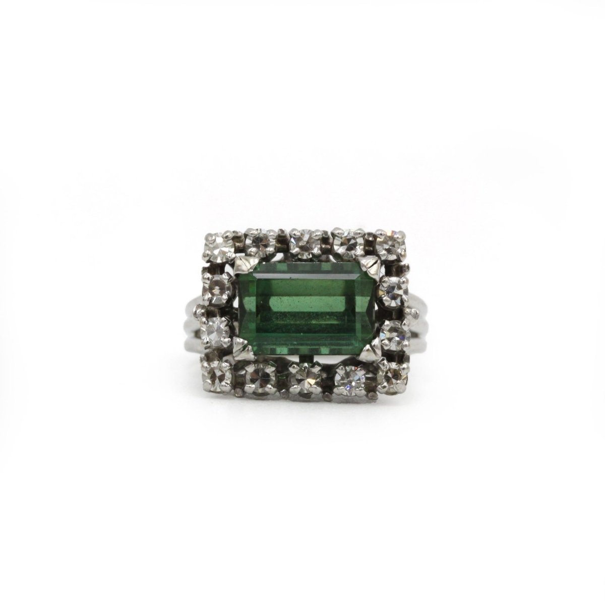 Bague en o blanc, diamants et tourmaline - Castafiore