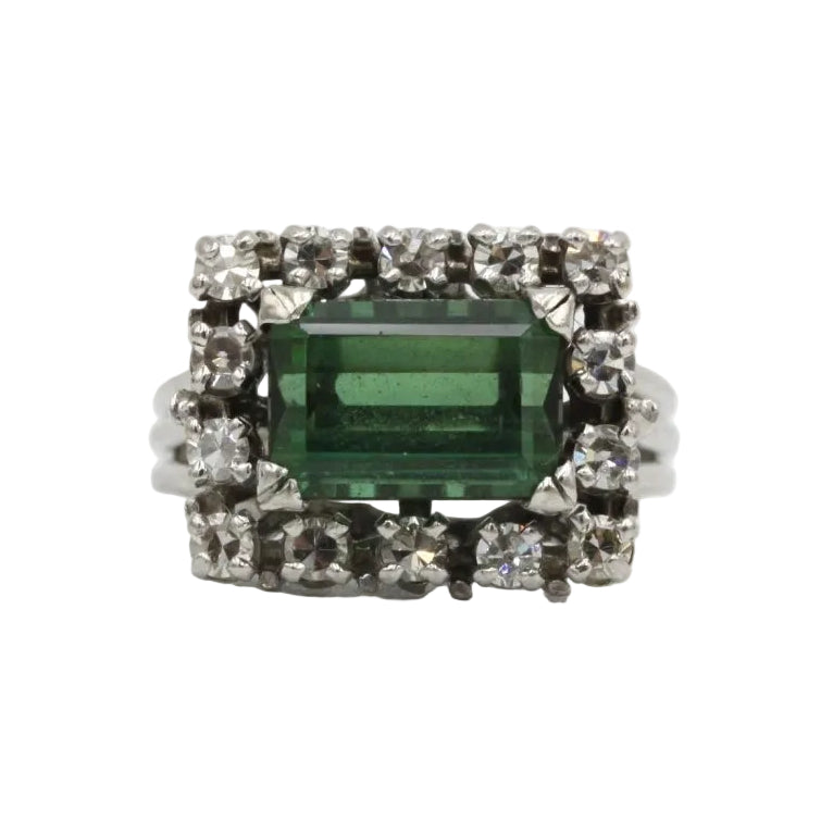 Bague en o blanc, diamants et tourmaline - Castafiore