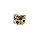 Bague en or 18 carats avec diamants et saphirs naturels. - Castafiore