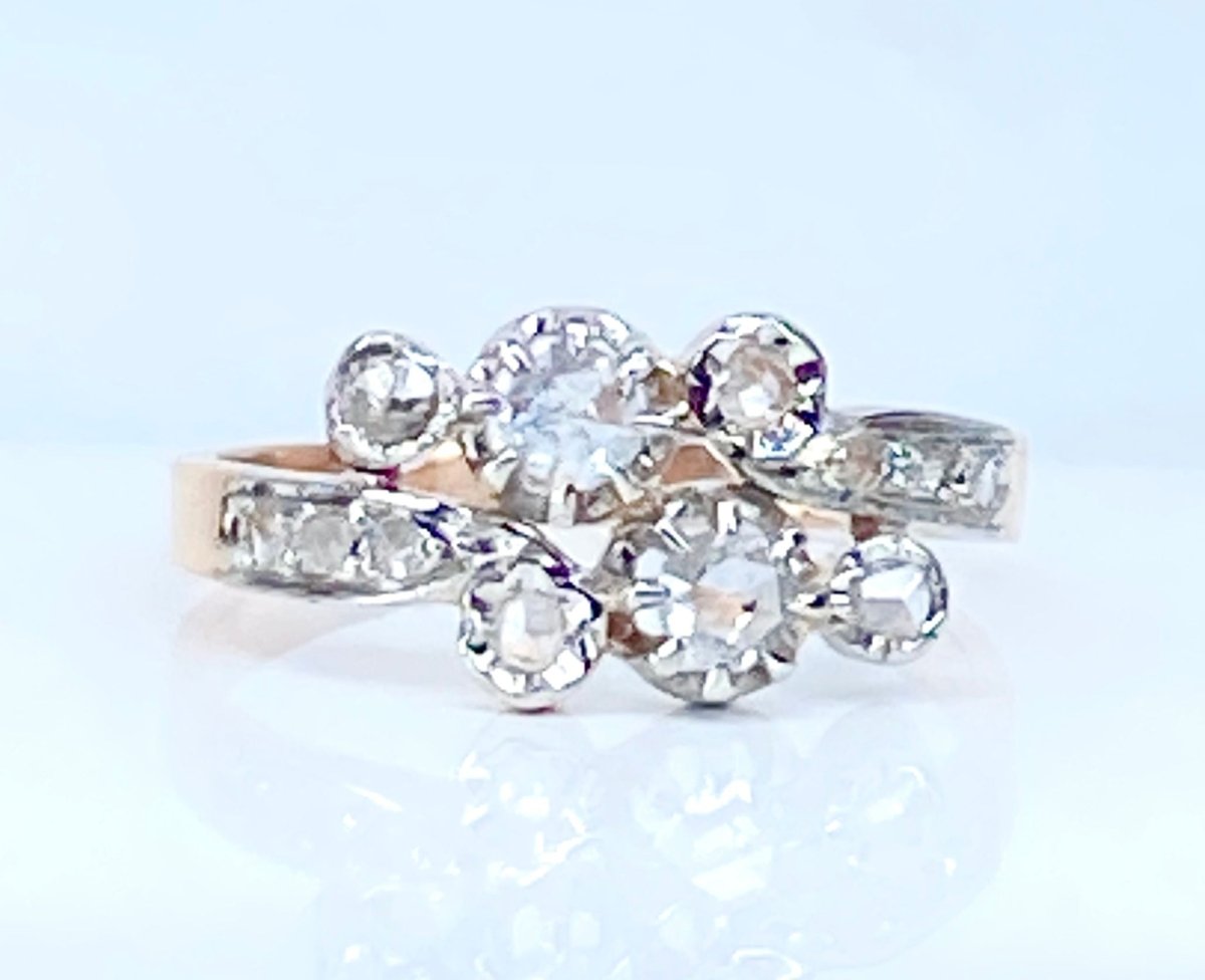 Bague en or 18 carats en diamants, époque 1900 - Castafiore