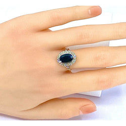 Bague en or 18 carats, saphir 3,47 carats et diamants. Epoque vers 1900 - Castafiore