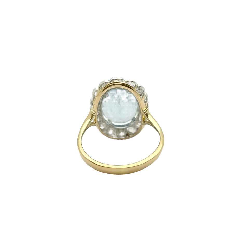 Bague en or 18KT avec aigue - marine et diamants naturels, époque 1950. - Castafiore