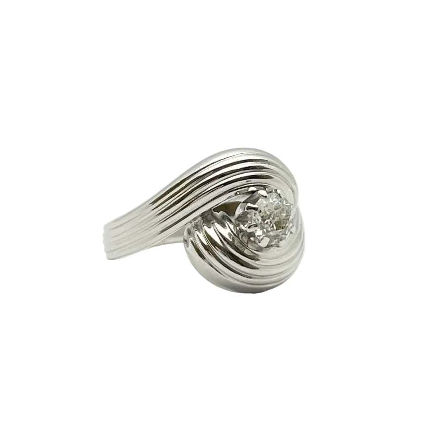 Bague en or 18KT avec diamant naturel ct 0.35 VS H. Epoque 1950 - Castafiore