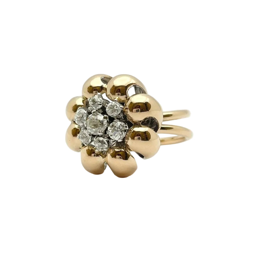 Bague en or 18KT avec diamants naturels ct 1.30 VS H. Epoque 1950 - Castafiore