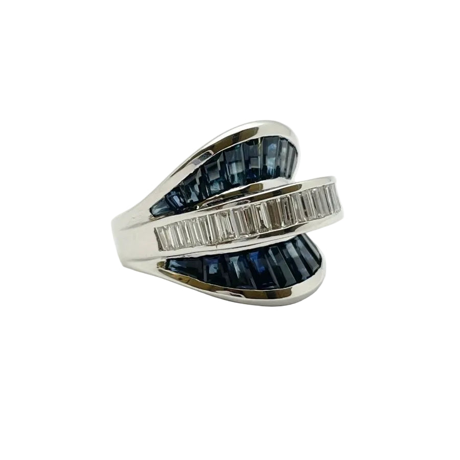 Bague en or 18KT avec saphirs naturels ct 6.00 tot et diamants naturels ct 1.30 tot VVS G - Castafiore
