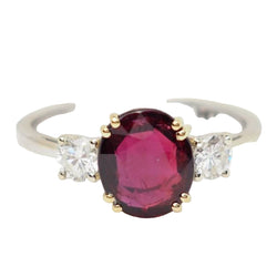 Bague en or bicolore, rubis naturel certifé et diamants - Castafiore