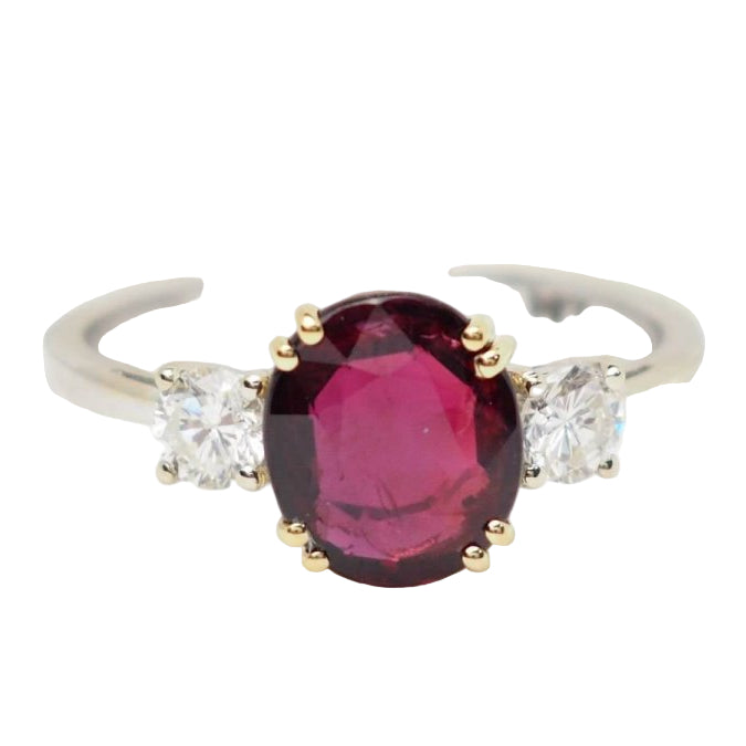Bague en or bicolore, rubis naturel certifé et diamants - Castafiore