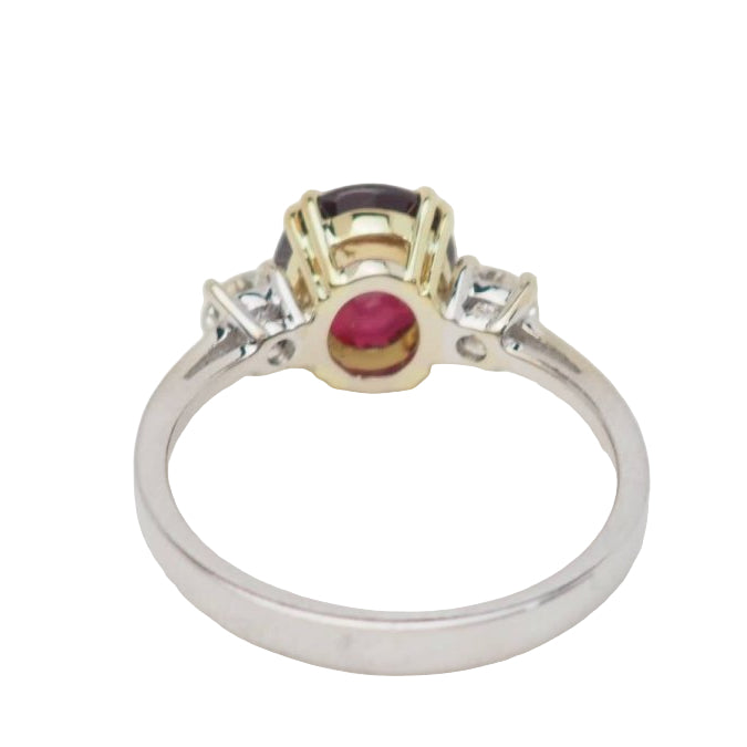 Bague en or bicolore, rubis naturel certifé et diamants - Castafiore