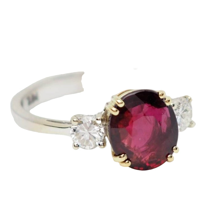Bague en or bicolore, rubis naturel certifé et diamants - Castafiore