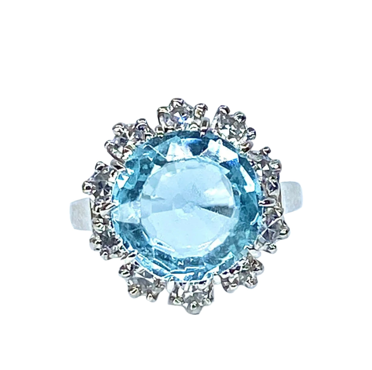 Bague en or blanc 18 carats, aigue marine et diamants - Castafiore