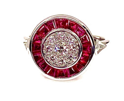 Bague en or blanc 18 carats en rubis et diamants - Castafiore