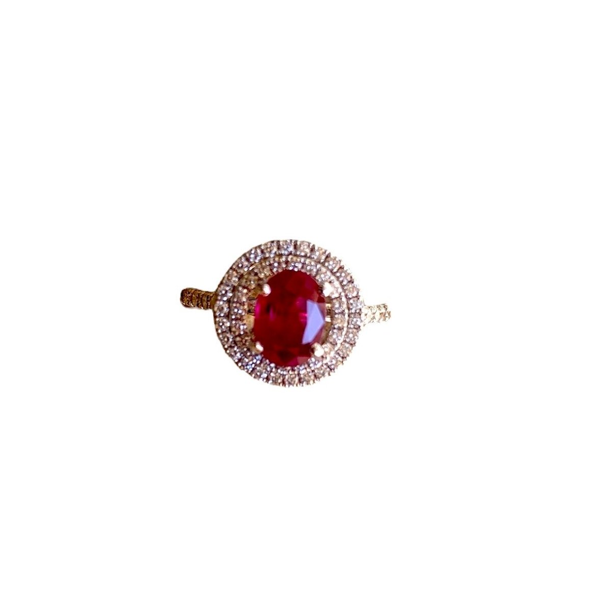 Bague en or blanc 18 carats, rubis 1,28 carat Birman et diamants - Castafiore