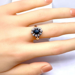 Bague en or blanc 18 carats, saphir et diamants - Castafiore