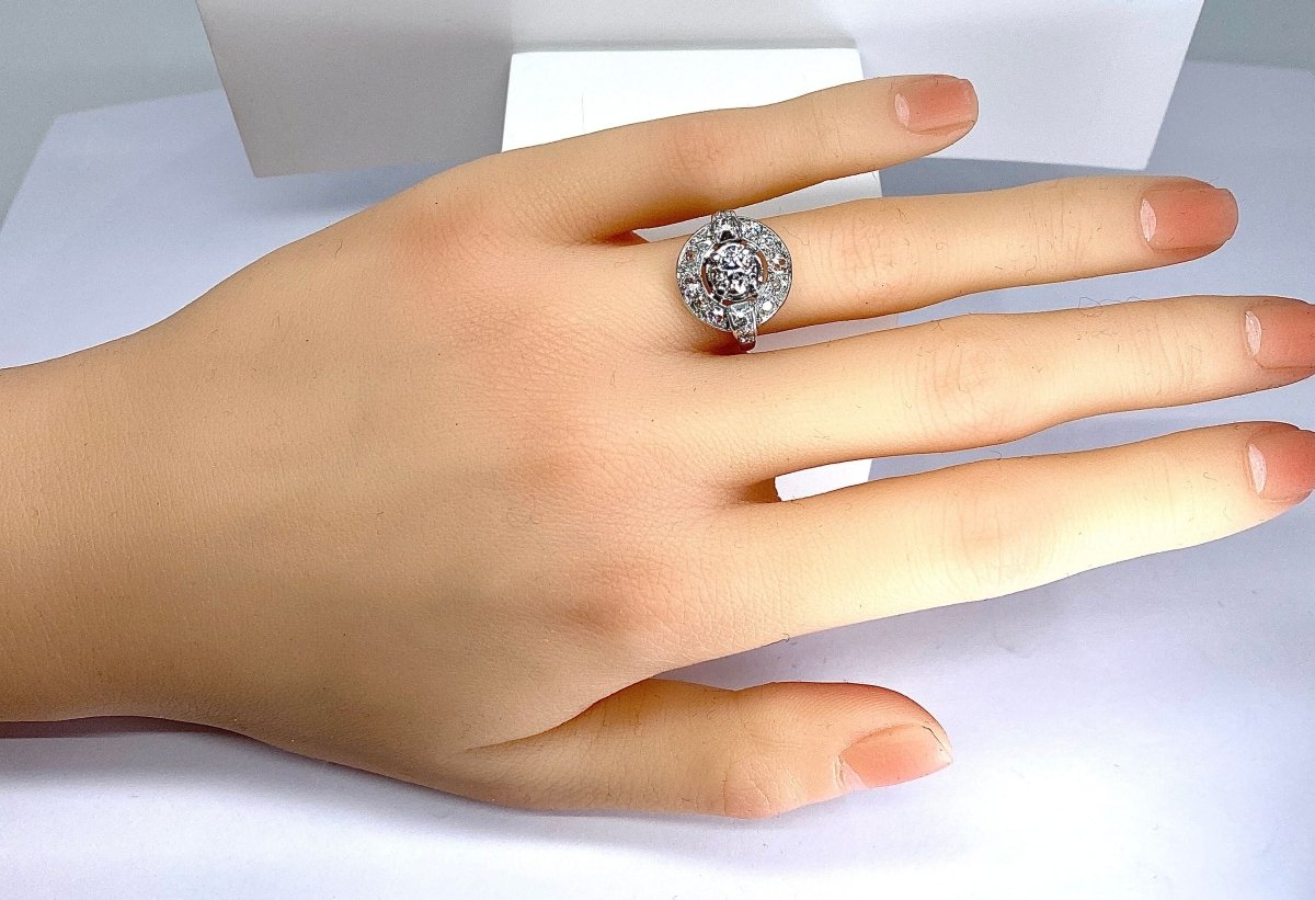 Bague en or blanc 18 carats sertie de diamants, époque 1900/1930 - Castafiore