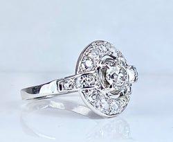 Bague en or blanc 18 carats sertie de diamants, époque 1900/1930 - Castafiore