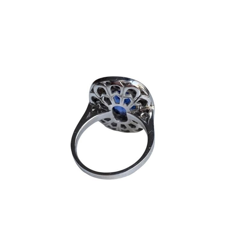 Bague en or blanc 18k saphir et diamants - Castafiore