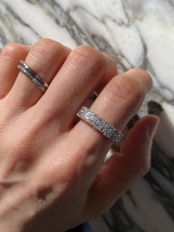 Bague en or blanc 18k sertie de 5 fleurs en diamants - Castafiore