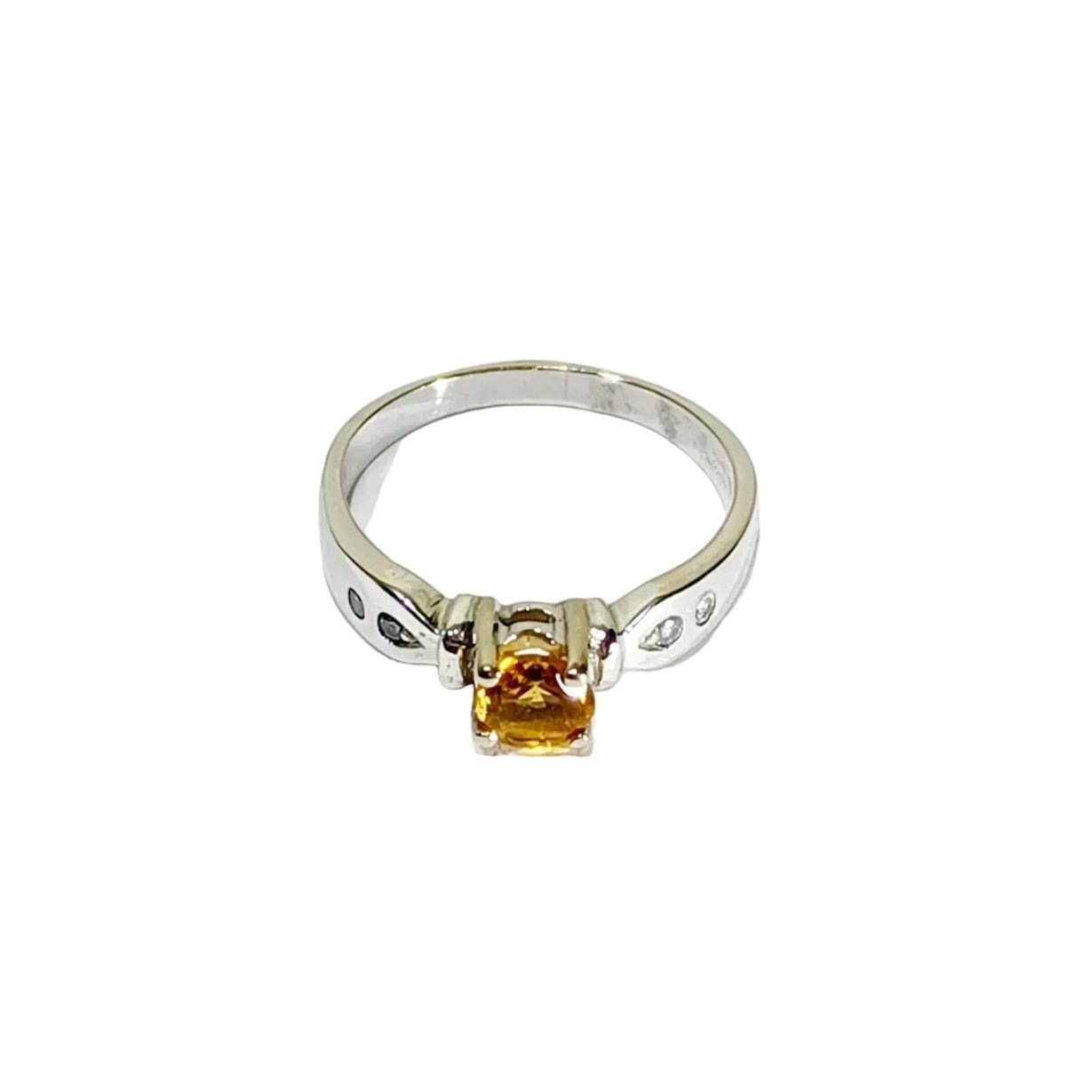 Bague en or blanc, citrine, et diamants - Castafiore