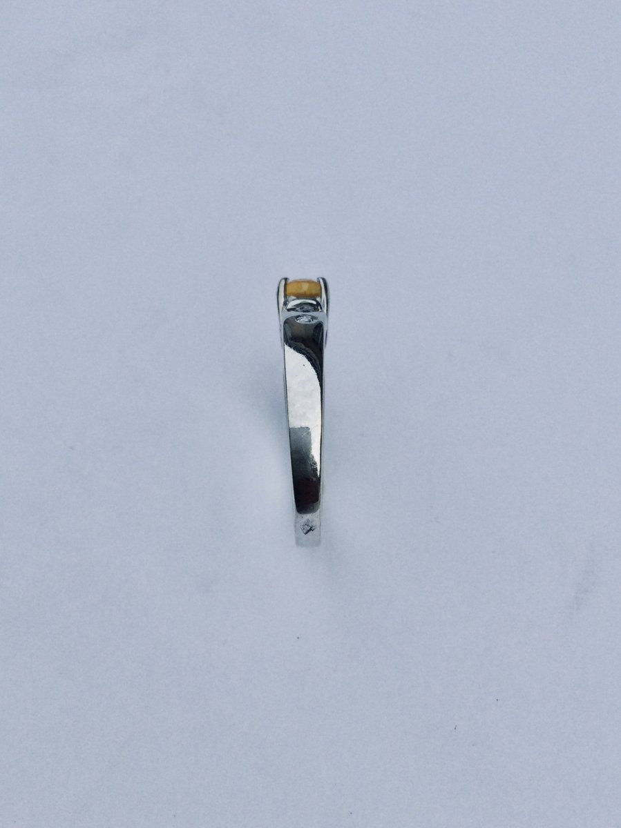 Bague En Or Blanc Diamants Et Citrine - Castafiore