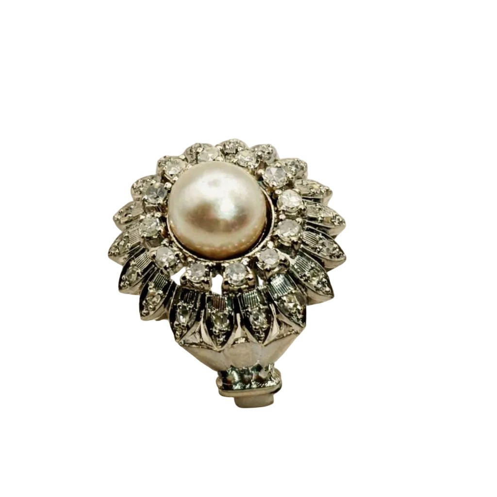 Bague en or blanc, diamants, et perle - Castafiore