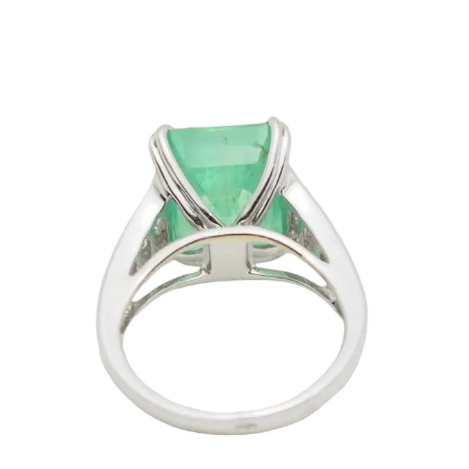 Bague en or blanc, Emeraude 7cts de Colombie et diamants - Castafiore
