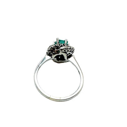 Bague en or blanc, émeraude, et diamant - Castafiore