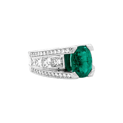 Bague en or blanc, émeraude et diamants - Castafiore